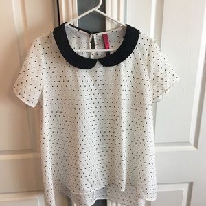 Pure Energy Polka Dot Blouse With Peter Pan Collar
